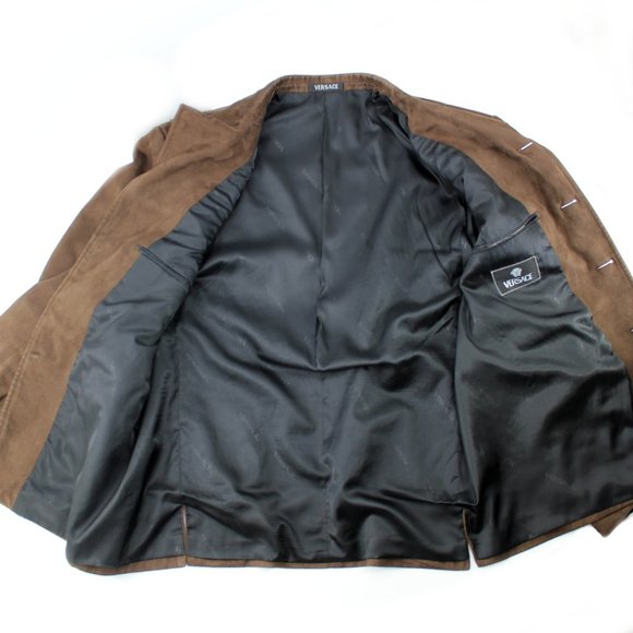 VTG Versace Western Blazer 4 Button Notch Collar Jacket Sueded Wool Men's IT50/M - Picture 8 of 16